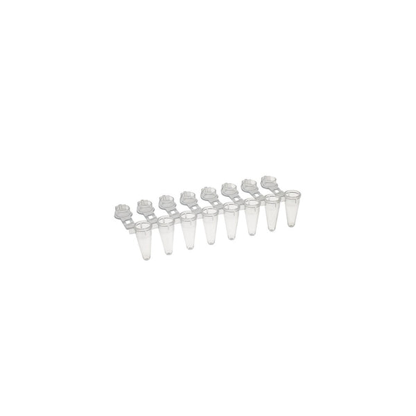 SIMPORT AMPLITUBE PCR REACTION STRIPS - Reaction Strip with Attached Individual Caps, 100uL, Flat Cap, Natural, Low Profile, 125/cs