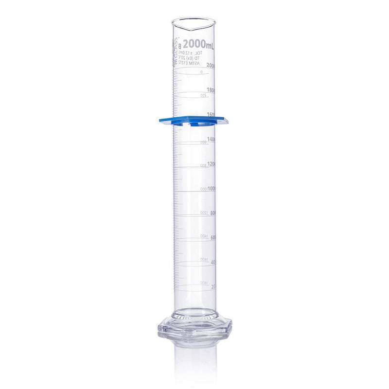 Cylinder, Graduated, Globe Glass, 2000mL, Class B, To Deliver (TD), Dual Grads, ASTM E1272, 1/Box