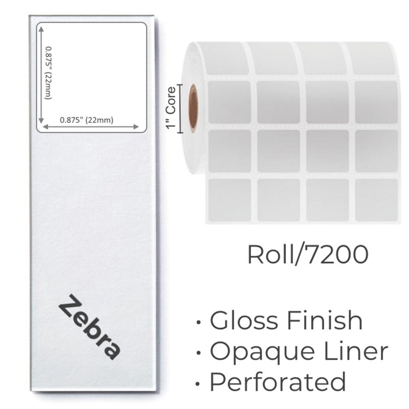 XR Labels, Gloss, .875x.875" 1" Core, 4 Across