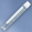 CryoCLEAR vials, 5.0mL, STERILE, External Threads, Attached Screwcap with Co-Molded Thermoplastic Elastomer (TPE) Sealing Layer, Round Bottom, Self-Standing, Printed Graduations, Writing Space and Barcode, 50/Bag, 10 Bags/Case