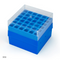Storage Box with Lid for 15mL Centrifuge Tubes, 36-Place (6x6), PP, Blue Base & Clear Lid, 4 Boxes/Carton