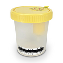 TransferTop Urine Collection Cup with Integrated Transfer Device, 4oz (120mL), Graduated to 100mL, STERILE, Bulk, Affixed Temperature Strip