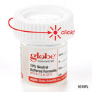 Pre-Filled Container with Click Close Lid: Tite-Rite, 20mL (0.67oz), PP, Filled with 10mL of 10% Neutral Buffered Formalin, Attached Hazard Label, 24/Box, 4 Boxes/Unit