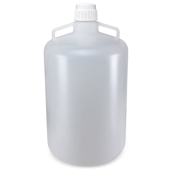 Carboy, Round with Handles, PP, White PP Screwcap, 50 Liter, Molded Graduations, Autoclavable