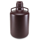 Carboy, Round with Handles, Amber HDPE, Amber PP Screwcap, 20 Liter, Molded Graduations, Autoclavable