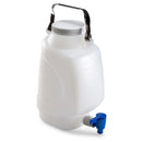 Carboy, Rectangular with Spigot and Handle, PP, White PP Screwcap, 20 Liter, Molded Graduations, Autoclavable