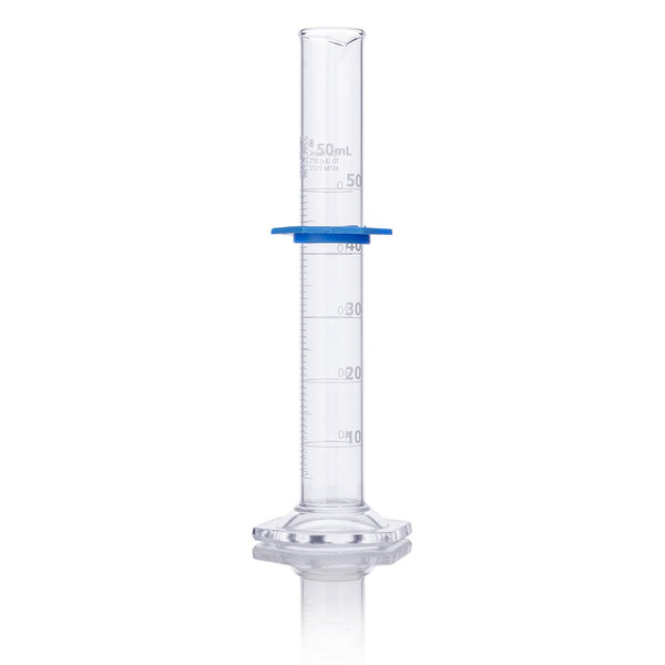 Cylinder, Graduated, Globe Glass, 50mL, Class B, To Deliver (TD), Dual Grads, ASTM E1272, 4/Box
