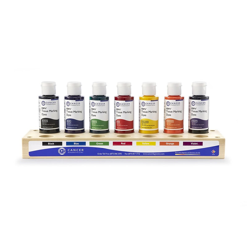 Tissue Marking Dye Kit, 7 Color, 2 Oz. Flip-Top Bottles With Holding Tray & Applicator Sticks