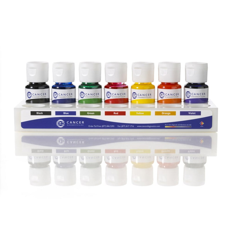 Tissue Marking Dye Kit, 7 Color, 0.5 oz Flip-Top Bottles With Plastic Holding Tray & Applicator Sticks