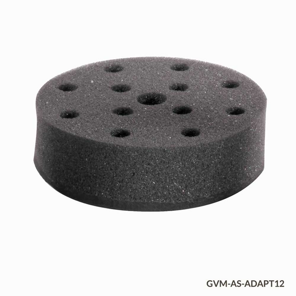 Tube Holder, Foam, for use with GVM Series Vortex Mixers, 12-Place, for 12mm Tubes (must use with Plate Adapter VM-AS-PLATE or Vortexing Rod VM-AS-ROD)