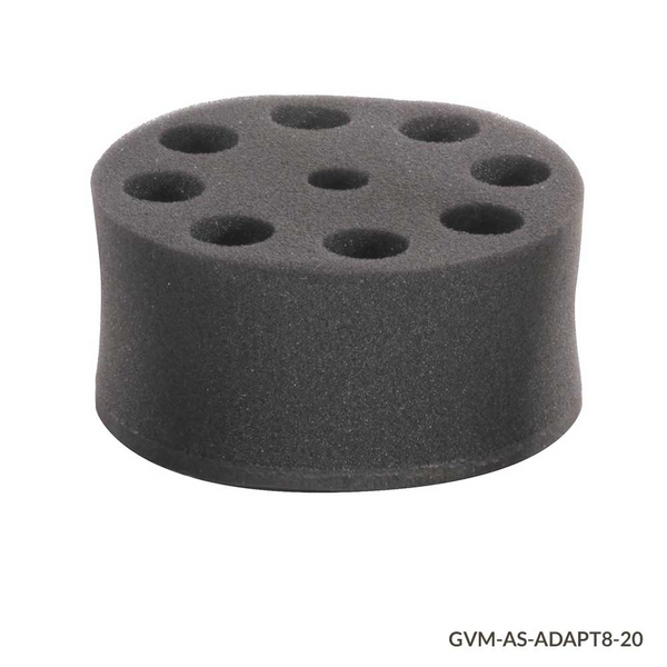 Tube Holder, Foam, for use with GVM Series Vortex Mixers, 8-Place, for 20mm Tubes (must use with Plate Adapter VM-AS-PLATE or Vortexing Rod VM-AS-ROD)