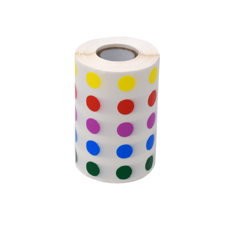 Label Rolls, Cryo, 13mm Dots, for 1.5-2mL Tubes, Assorted Colors (1000 dots in blue, green, violet, red and yellow)