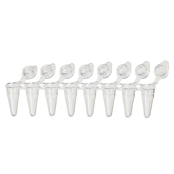 DiamondLink 0.1mL 8-Strip Tubes, Low-Profile, with Individually-Attached Flat Caps, White