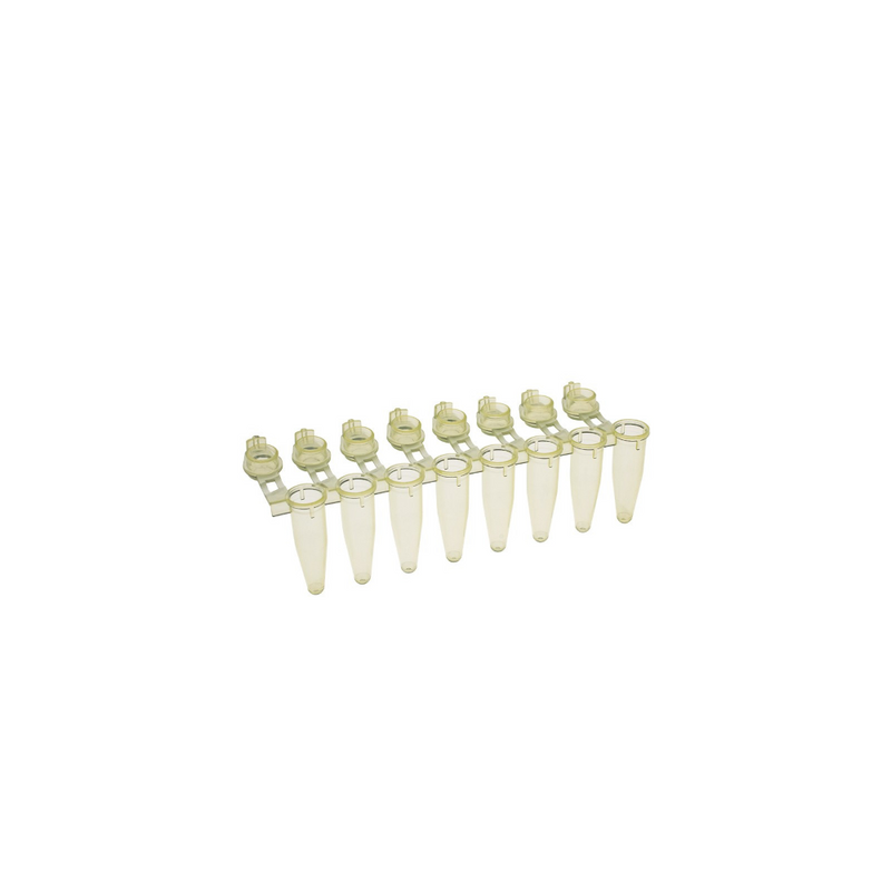 SIMPORT AMPLITUBE PCR REACTION STRIPS - Reaction Strip with Attached Individual Caps, Flat Cap, Yellow, 125/cs