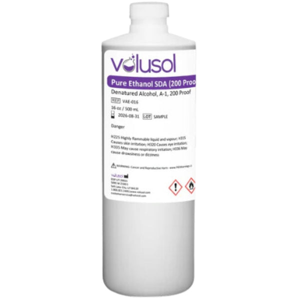 Volu-Sol Pure Ethanol SDA (200 Proof) (16 oz / 500 mL)  Case of 12