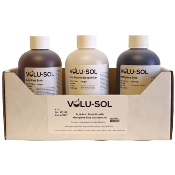 Volu-Sol AcidFast Stain Kit with Methylene Blue Counterstain (8 oz / 250 mL)  Case of 6