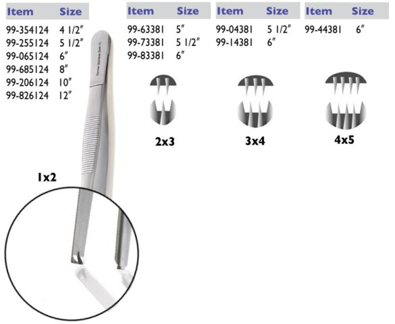 Teeth Forceps, (1x2), 5.5"