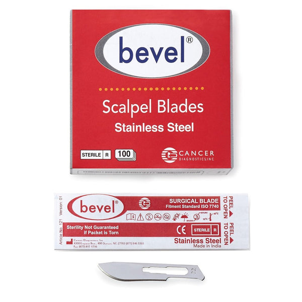 Bevel Stainless Steel Scalpel Blade, Sterile #22