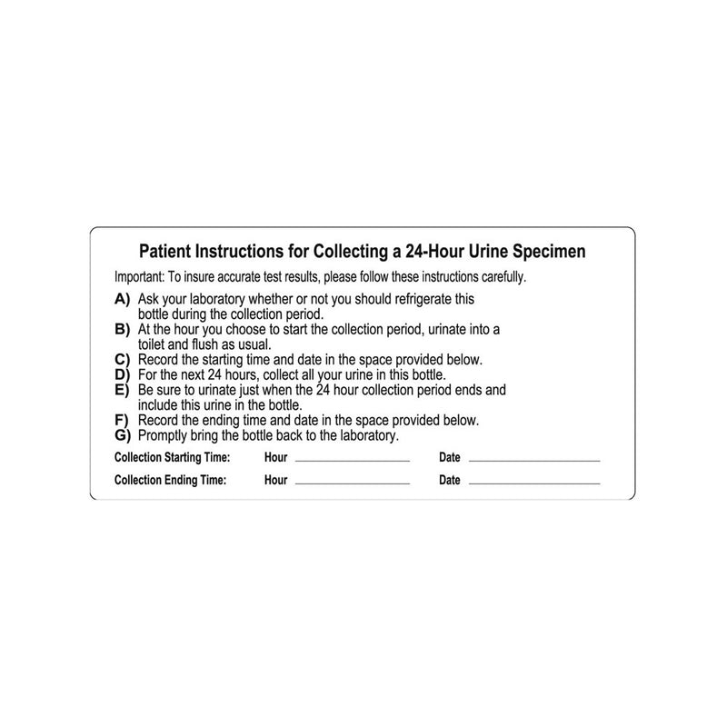 SIMPORT URISAFE 24-HOUR COLLECTION CONTAINERS - Accessories: Patient Instruction Label, 100/pk, 10 pk/cs